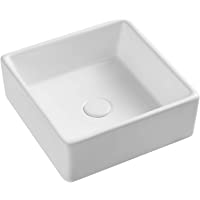 Eridanus Lavabo Cerámica Rectangular- Lavabo sobre Encimera Profesional Aseo Grifería Casa- Lavabo Sanitario para Baño…